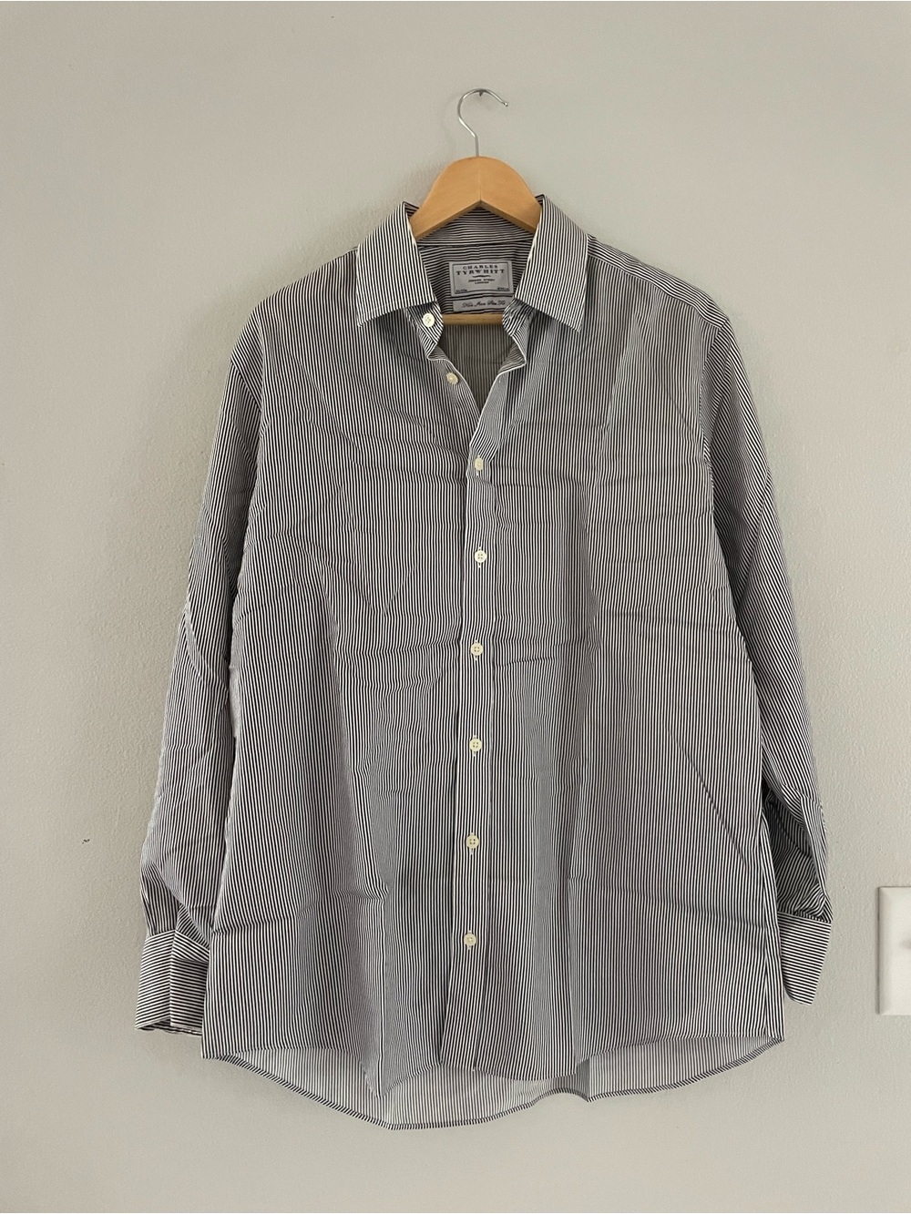 Men’s Charles Tyrwhitt Grey & White Striped Button Down Dress Shirt